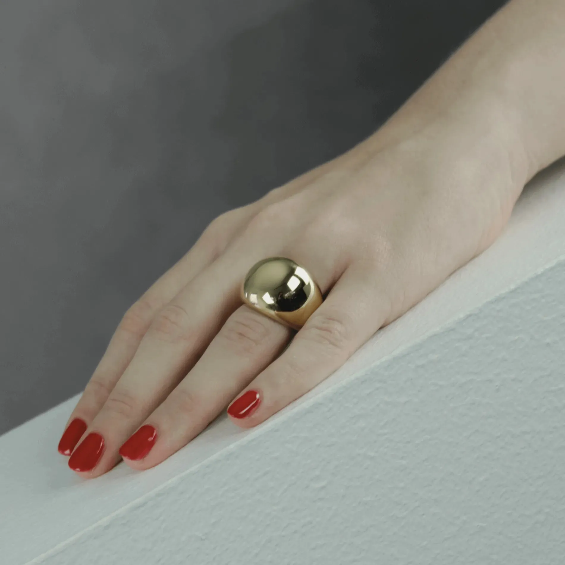 Courage Waterproof Chunky Sphere Statement Ring 18K Gold Plating