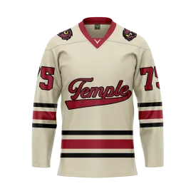 Custom Temple Ice Hockey Cream Replica Sublimated Jersey