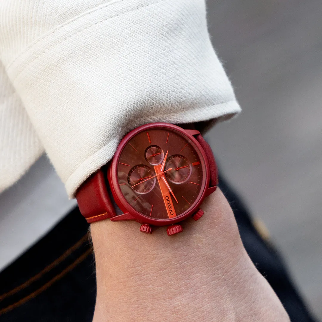 Dahlia red OOZOO watch with dahlia red leather strap - C11226