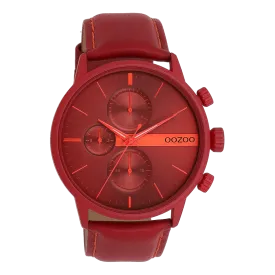 Dahlia red OOZOO watch with dahlia red leather strap - C11226