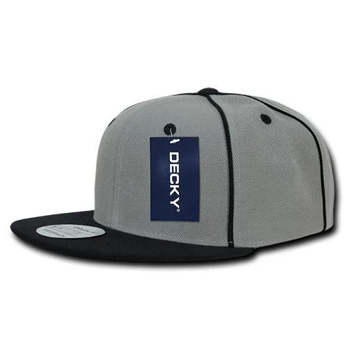 Decky 1078 Piped Crown Snapback Hat, 6 Panel Piped Snapback