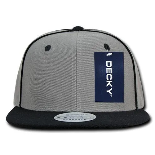 Decky 1078 Piped Crown Snapback Hat, 6 Panel Piped Snapback