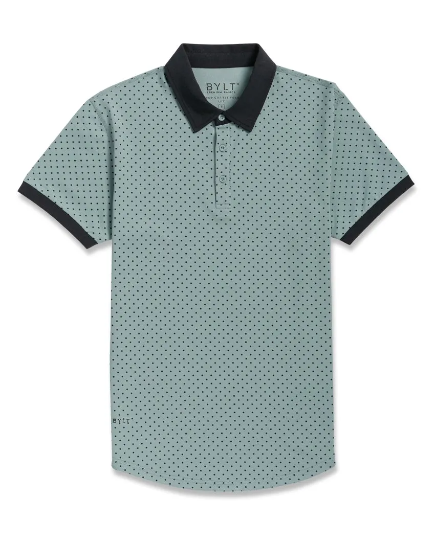 Drop-Cut: LUX Dotted Polo <!-- Size L -->