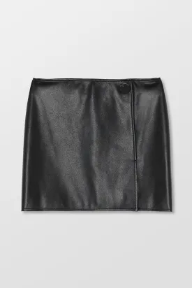 Faux Leather Button Skirt