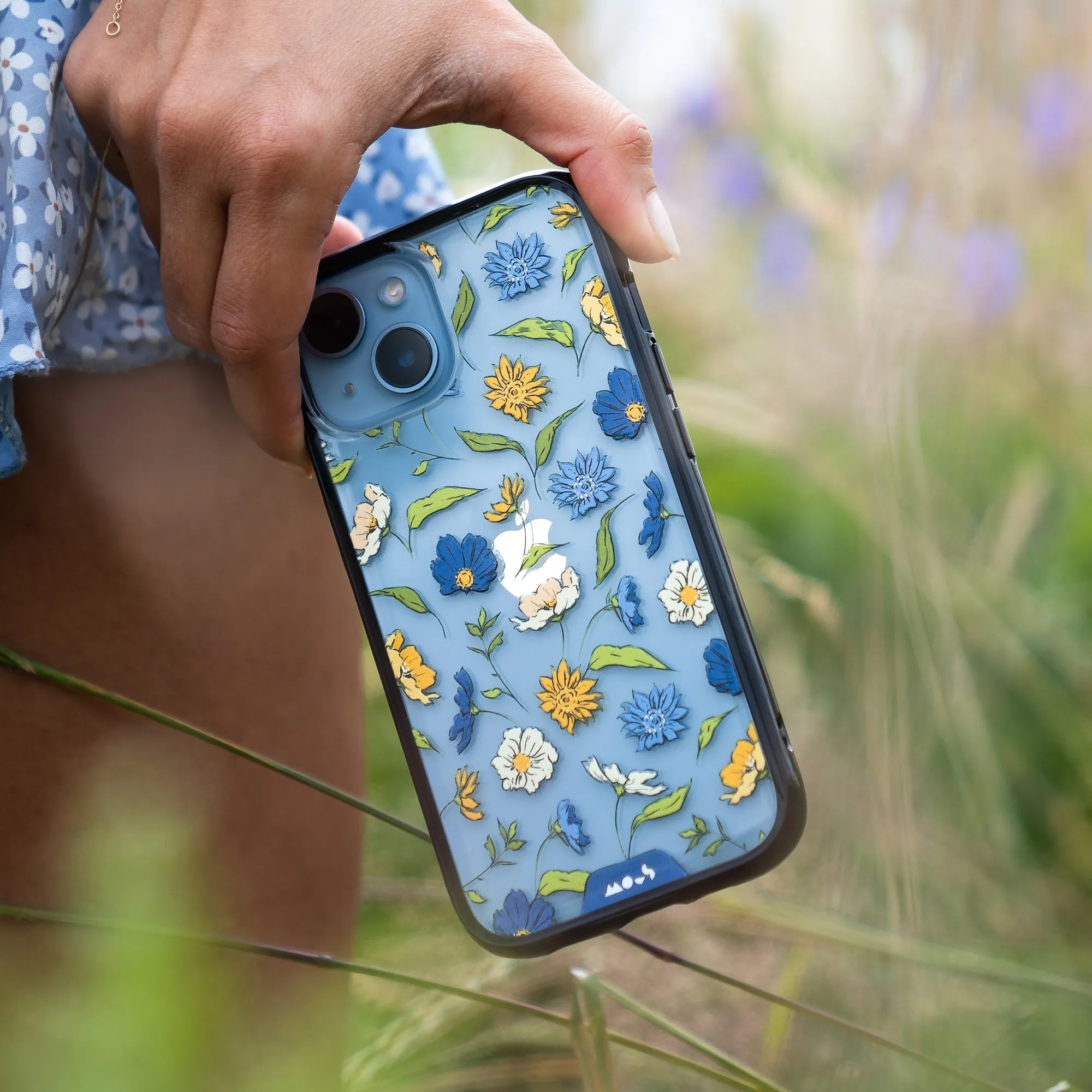 Flowers Printed Phone Case – Floral Blue - Clarity