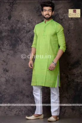 Fluroscent Green Pure Cotton kurta -Solid Colour