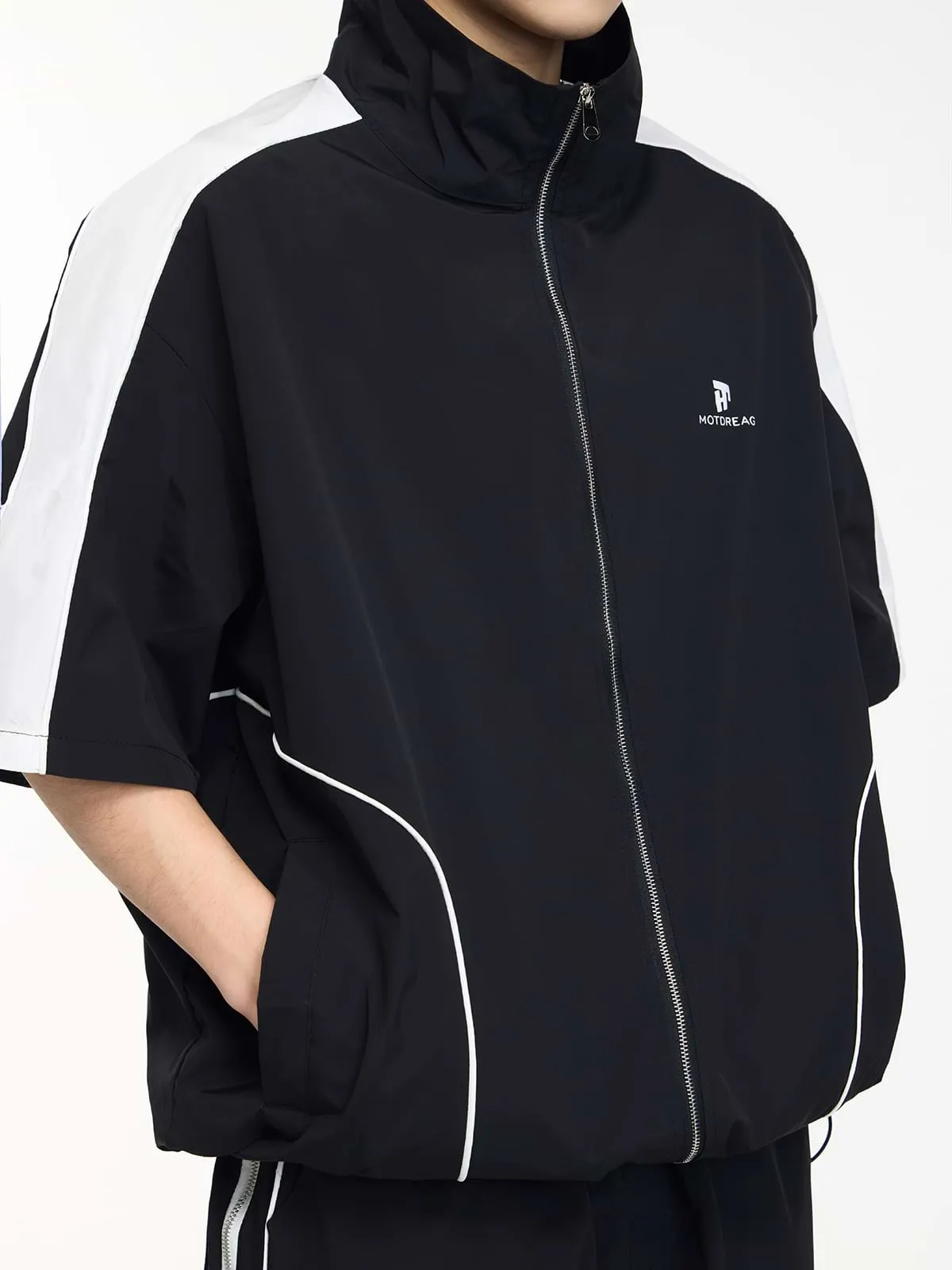 Fold Over Collar Short Sleeve Oversized Tracksuit