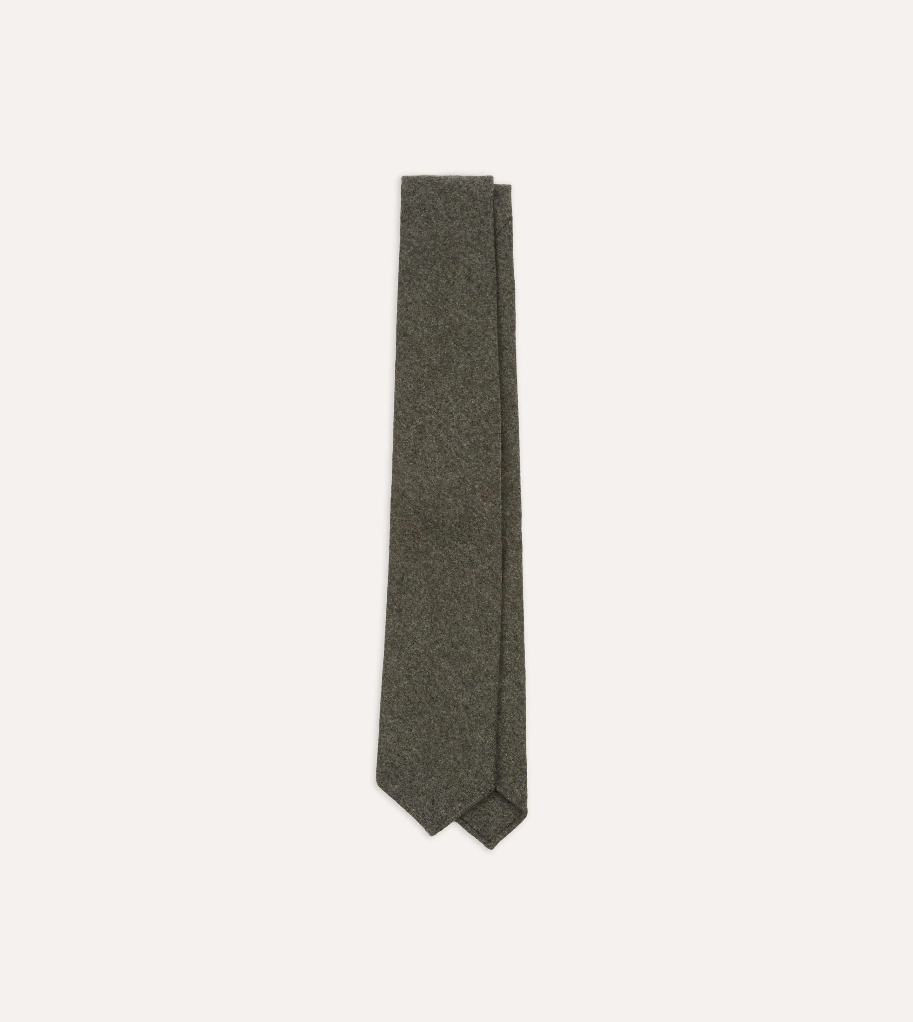 Grey Brushed Solid Hand Rolled Wool Tie