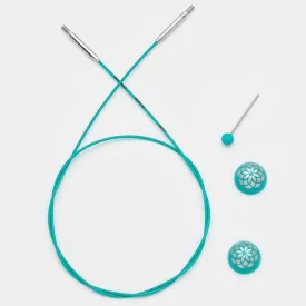 KnitPro Teal Nylon Stainless Steel coated Swivel and Fixed Cables, MINDFUL COLLECTION