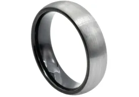 Mens Black And Silver Tungsten 6mm Band Ring