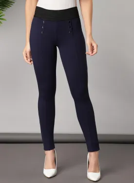 Navy Blue Long Plain Jegging