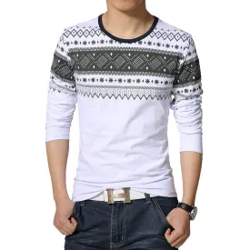 New Mens Long Sleeved T-Shirts Korean Version Of Trend Fashion Casual Slim Fit TShirt