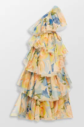 Paloma One Shoulder Ruffled Floral Maxi Dress