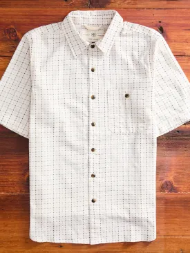 "Sashiko Grid" Oxford Shirt in Natural