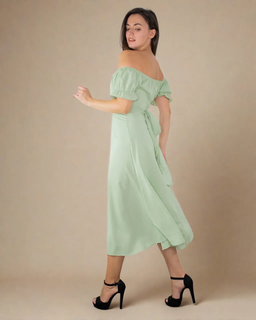 Sophia Green off Shoulder Dress - Sage Green Cocktail Dress