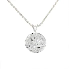 Sterling Silver Bird of Paradise Engraved Circle Pendant (Chain Sold Separately)