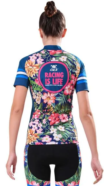 Tropical Flowers Short Sleeve Cycling Jersey